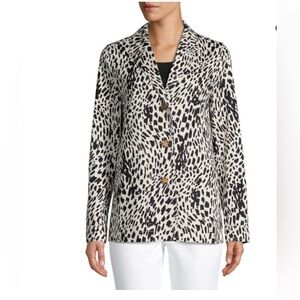 LAFAYETTE 148 NEW YORK
Coleman animal print  Button Jacket white black 1X